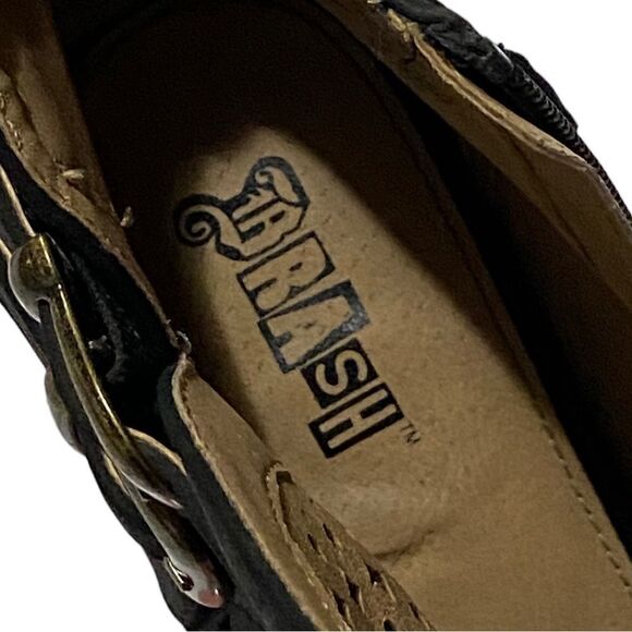 Brash Black Laser Cut Open Peep Toe Booties Size 8.5 - Picture 6 of 9